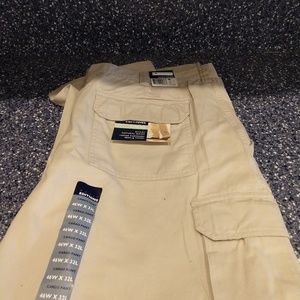 Men's khaki cargo pants.